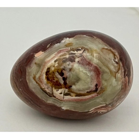 Brown Orange Marbled Stone Egg Shaped Decorative Home Decor Accent Piece - Picture 1 of 8